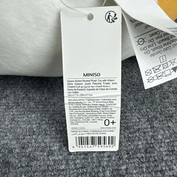 MINISO Life Space Series Rocket Plush Toy With Kitten - 11" Red Yellow Blue - Picture 5 of 7